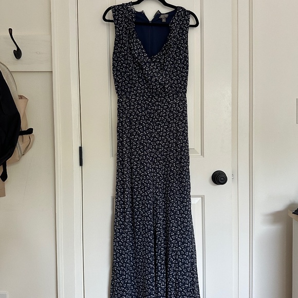 J. Crew Point Sur Sparkle Jumpsuit in Indigo Floral Champagne J1551 (Size 0) - Picture 4 of 10